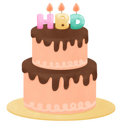 Birthday Cake with HBD Letter Candle