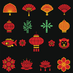 Fototapeta na wymiar Set of chinese new year design elements, chinese ornaments