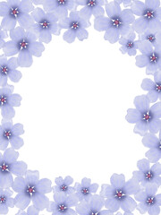 Fototapeta na wymiar Blue watercolor flower frame border wreath