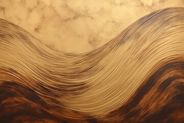 Bronze Brush and Gold Wave on Brown Abstract Background