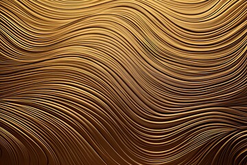 Bronze Ripples and Gold Wave on Brown Background - Abstract Digital Image.