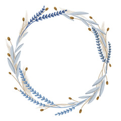 Golden blue floral frame border arrangement