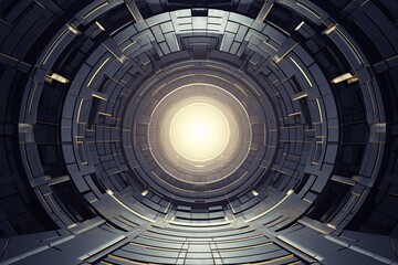 Concentric Construction: Abstract Futuristic Architecture Circular Background