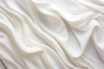 Fototapeta premium Cotton Cascade: Abstract Soft Waves on White Cloth