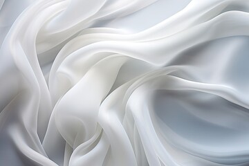 Fototapeta premium Crystal Caress: Abstract White Fabric with Silky Waves