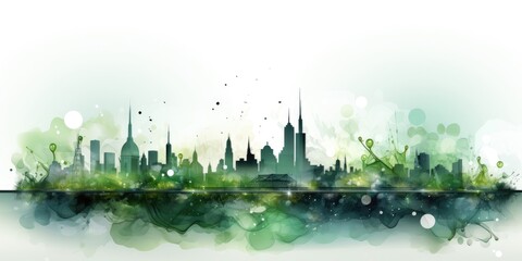 Green city ecosystem concept, Friendly environmental landscape background. generative ai - obrazy, fototapety, plakaty