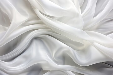 Obraz premium Crystal Current: Abstract White Satin Silky Cloth with Wavy Folds - A Captivating Display of Textured Elegance