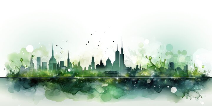 Green city ecosystem concept, Friendly environmental landscape background. generative ai