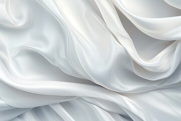 Crystal Luminosity: White Satin Silky Cloth with Wavy Folds Background
