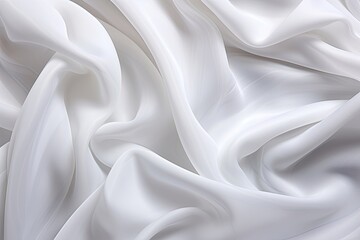Obraz premium Crystal Swirls: Abstract White Satin Silky Cloth with Creased Wavy Folds