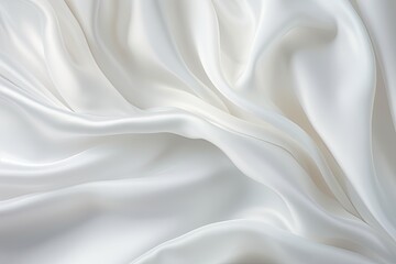 Fototapeta premium Crystal Swirls: White Satin Cloth with Creased Wavy Folds Abstract Digital Image