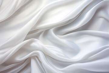 Crystal Whispers: Abstract Background of White Satin Cloth with Wavy Folds