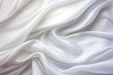 Obraz premium Crystal Whispers: Abstract Background of White Satin Cloth with Wavy Folds