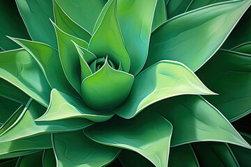 Emerald Elegance: Agave Attenuata Cactus Close-Up Texture Image