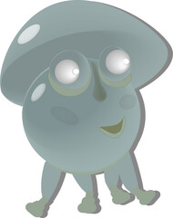 Character: A green bubble with legs.