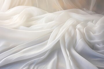 Fototapeta premium Gentle Gust: Exquisite Soft Waves Fluttering on a White Cloth Background