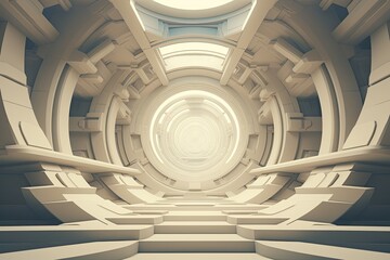 Geometrically Abstract Futuristic Concentric Architecture: Subtle Shades Unleashed.