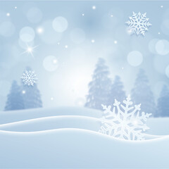 Winter landscape with trees snow season Christmas background Vector