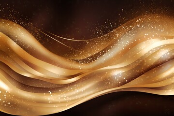 Glittering Gold, Bronze Wave on Brown Abstract Background