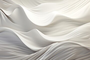 Lunar Cascade: White Fabric Waves - 3D Rendered Illustration