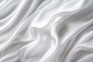 Obraz premium Moonstone Mystery: White Satin Silky Cloth with Crease Wavy Folds Background