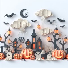 Paper art of Halloween. paper cut and craft design