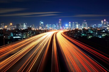 Fototapeta na wymiar Night Navigator: Blurred Motion Highway