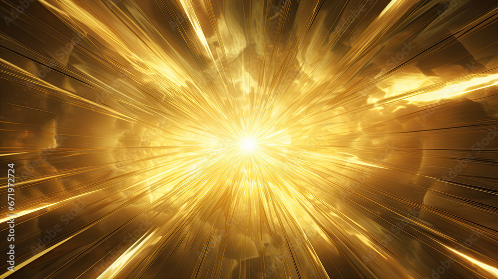 Wall mural Abstract golden background. fractal explosion star with gloss and lines. illustration beautiful.