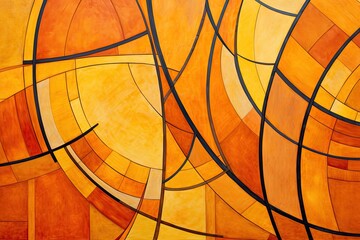 Orange Geometric Playground: Abstract Curved Lines Unleashed
