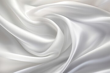 Panoramic Purity: White Silver Silk Satin with Soft Blur Patterns
