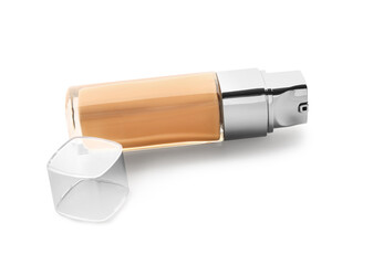Bottle of makeup foundation isolated on white background