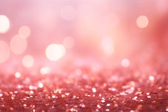 Rose gold and pink glitter, Defocused abstract holidays lights on background. Bright image