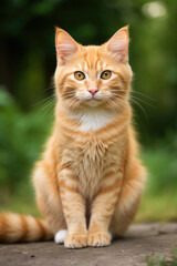 Naklejka na ściany i meble Portrait of a beautiful cute orange cat