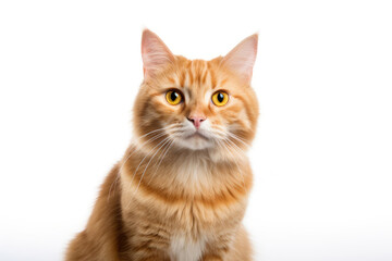 Naklejka na ściany i meble Portrait of a beautiful cute orange cat isolated on white background