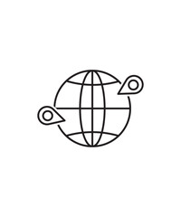 globe with location icon, vector best line icon.