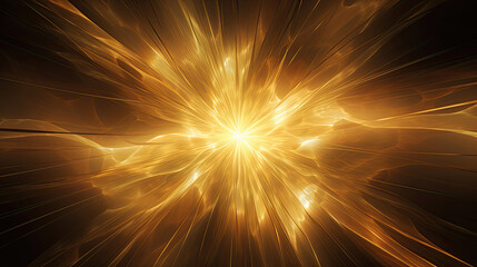 Abstract golden background. fractal explosion star with gloss and lines. illustration beautiful. - obrazy, fototapety, plakaty