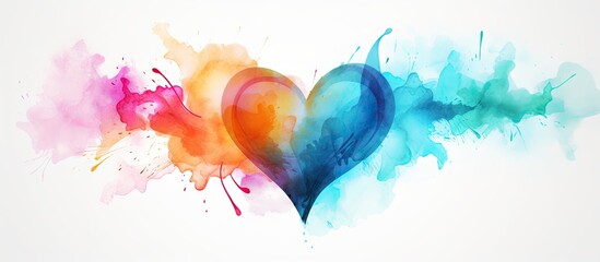 Abstract Heart with Line Detail depicted using Watercolor technique