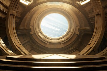 Fototapeta premium Rings of Revolution: Circular Concentric Abstract Futuristic Architecture