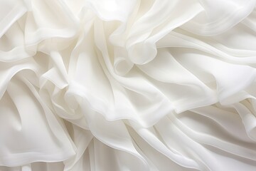 Ruffled Radiance: Soft Waves on White Fabric