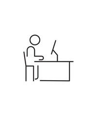 person working on computer icon, vector best line icon.