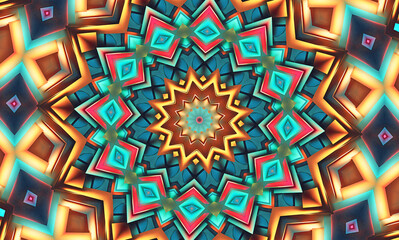 Abstract kaleidoscope background. Beautiful multicolor kaleidoscope texture. Unique mandala design.