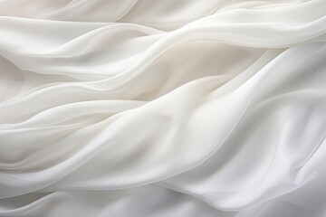 Fototapeta premium Silken Horizon: Panoramic View of White Silver Fabric with Soft Blur