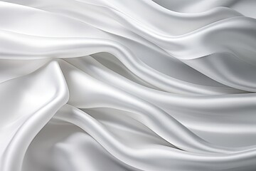 Obraz premium Silver Wind: Waving Fabric's White Gray Satin Texture