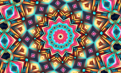 Abstract kaleidoscope background. Beautiful multicolor kaleidoscope texture. Unique mandala design.