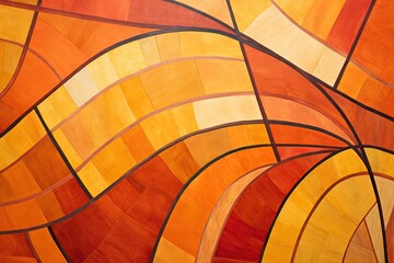 Tangerine Tides: Orange Geometric Abstract with Lines