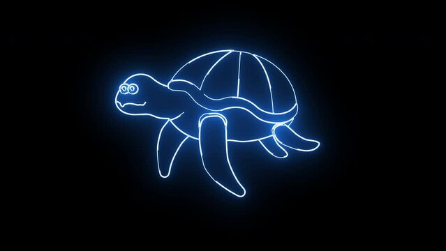 animated icons turtle with glowing neon effect