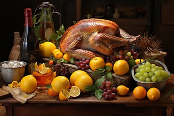 Obraz na płótnie Canvas Roasted Thanksgiving Turkey Illustration created with Generative AI