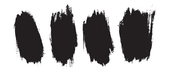 Black ink brush stroke design set