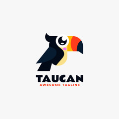 Vector Logo Illustration Toucan Flat Color Style.