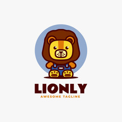 Vector Logo Illustration Lion Mascot Cartoon Style.